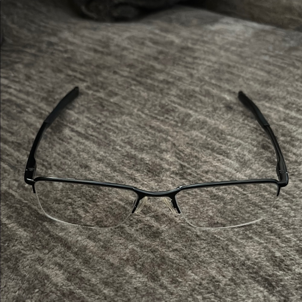 Oakley, Socket 5.5, Black Semi-Rimless Metal Glasses and sunglasses